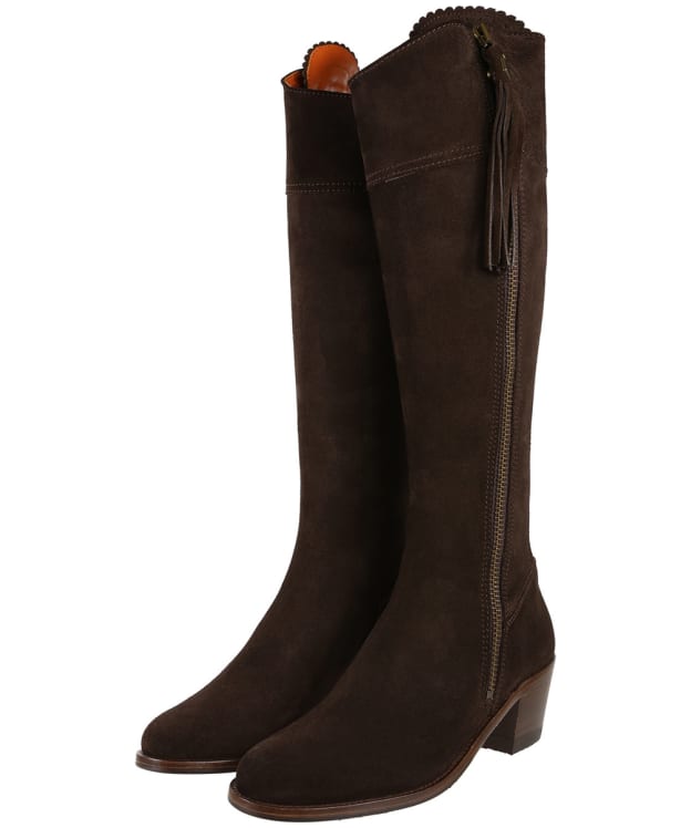 Women's Fairfax & Favor Tall Heeled Regina Boots - Chocolate Suede