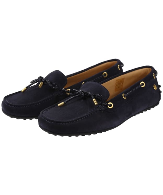 Women's Fairfax & Favor Henley Driving Shoes - Navy Blue Suede