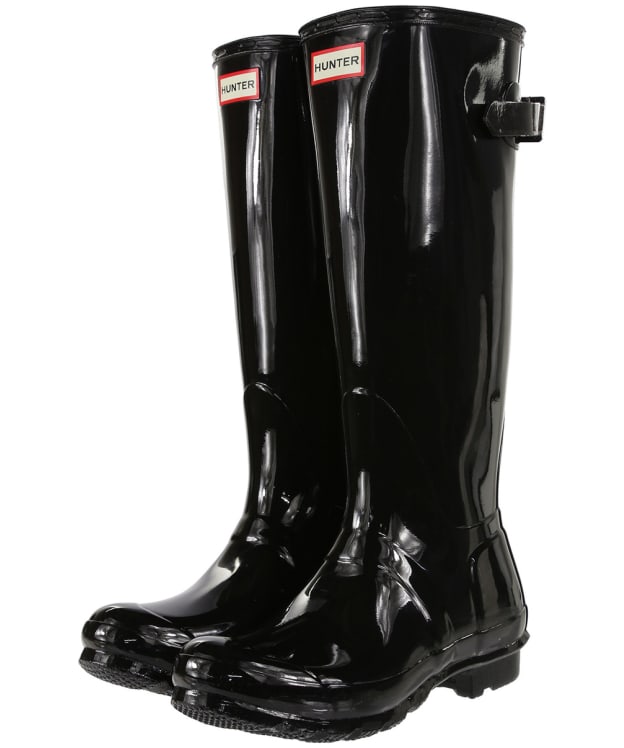 Women's Hunter Original Back Adjustable Fit Tall Gloss Wellingtons - Black