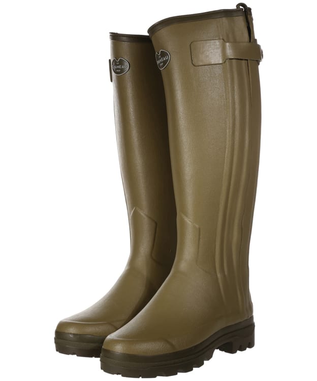 Women's Le Chameau Chasseur Neoprene Lined Tall Wellington Boots - 38cm Calf - Green