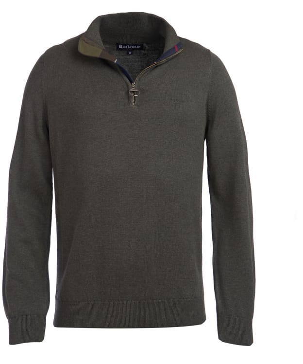 Men’s Barbour Cotton Half Zip Sweater - Olive Marl