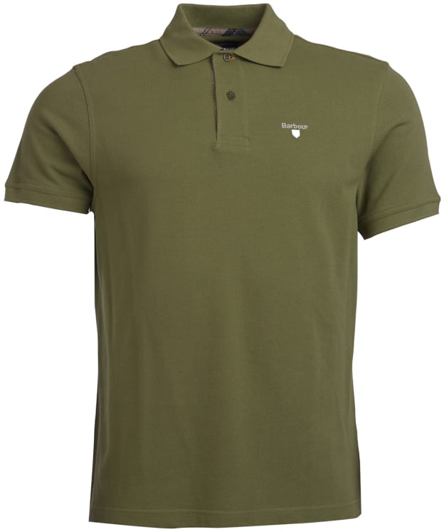 Men's Barbour Tartan Pique Polo Shirt - Burnt Olive