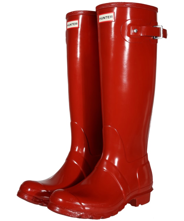 Women's Hunter Original Tall Gloss Wellington Boots - Military Red