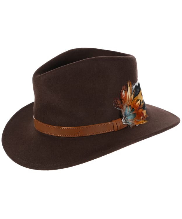 Alan Paine Richmond Wool Felt Feather Fedora Hat - Brown