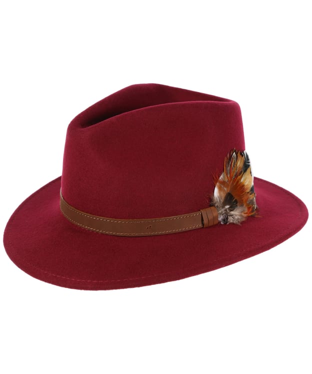 Alan Paine Richmond Wool Felt Feather Fedora Hat - Wine