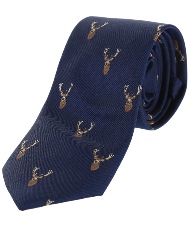 Men's Alan Paine Ripon Silk Tie - Stag - Navy