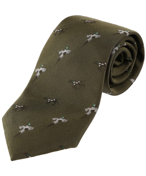 Men's Alan Paine Ripon Silk Tie - Bird & Dog - Olive