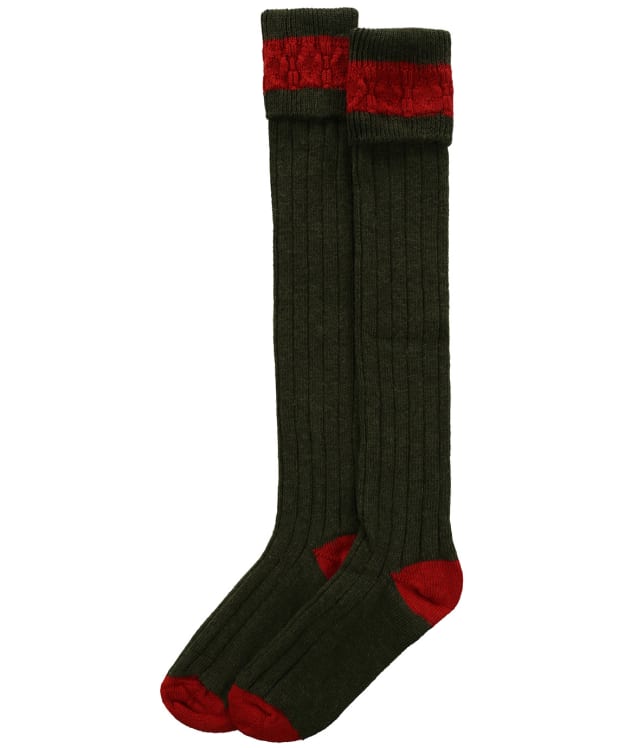 Pennine Byron Wool Rich Shooting Socks - Olive / Ruby