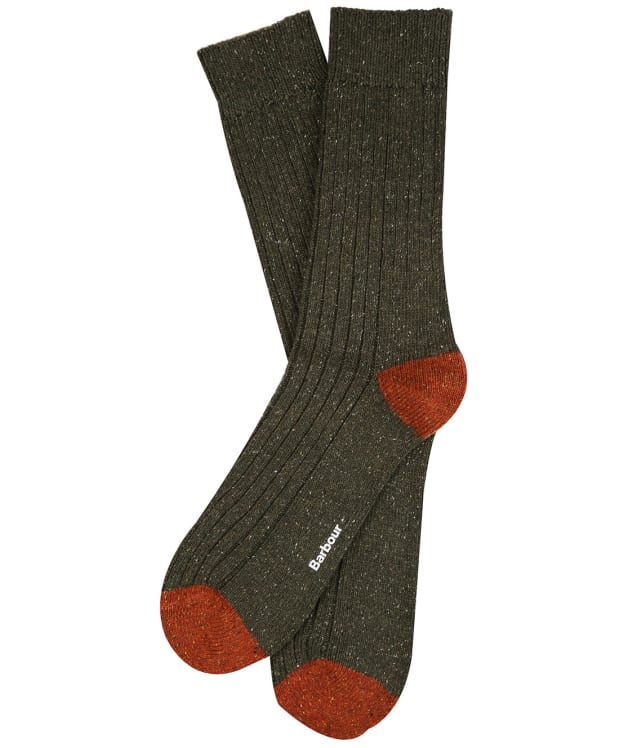 Men's Barbour Houghton Socks - Olive / Burnt Orange