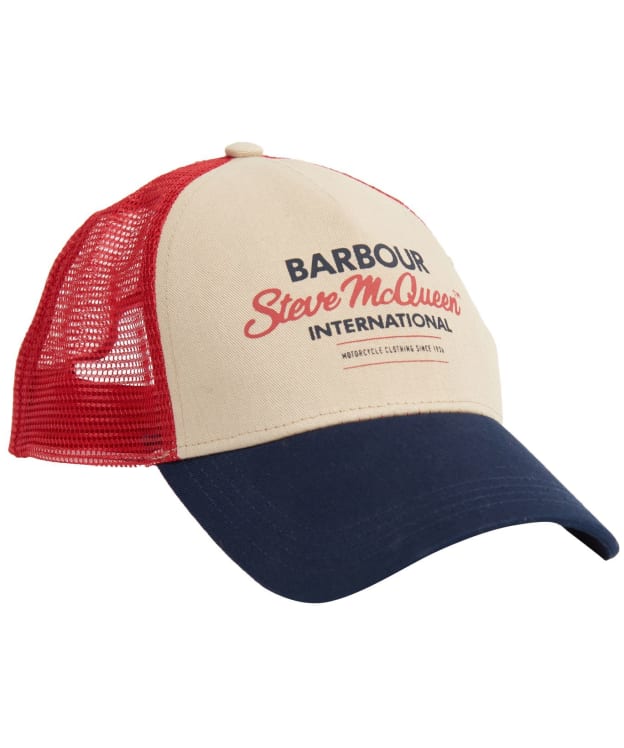 Men's Barbour International Steve McQueen Trucker Cap - Navy / Red / Stone