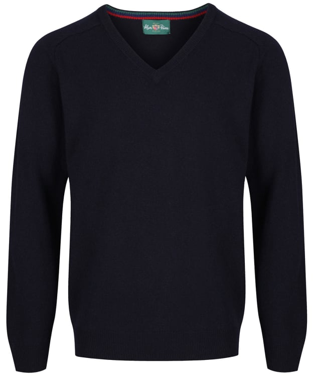 Men's Alan Paine Streetly V-Neck Lambswool Pullover - Navy