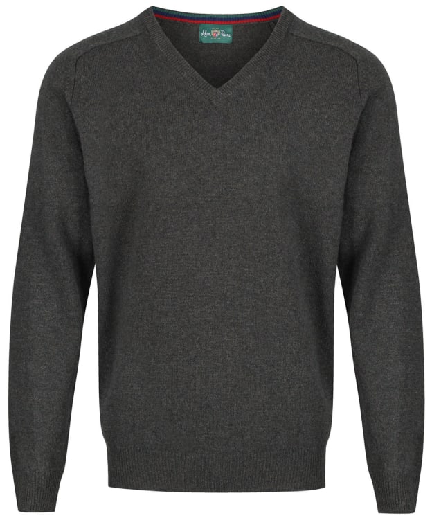 Men's Alan Paine Streetly V-Neck Lambswool Pullover - Seaweed