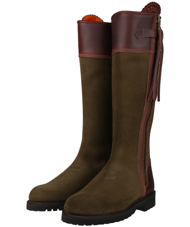 Women's Penelope Chilvers Inclement Long Tassel Waterproof Boots - Seaweed / Conker Brown