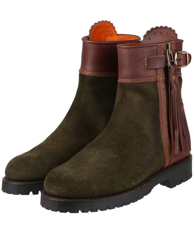 Women's Penelope Chilvers Inclement Cropped Waterproof Tassel Boots - Seaweed / Conker Brown