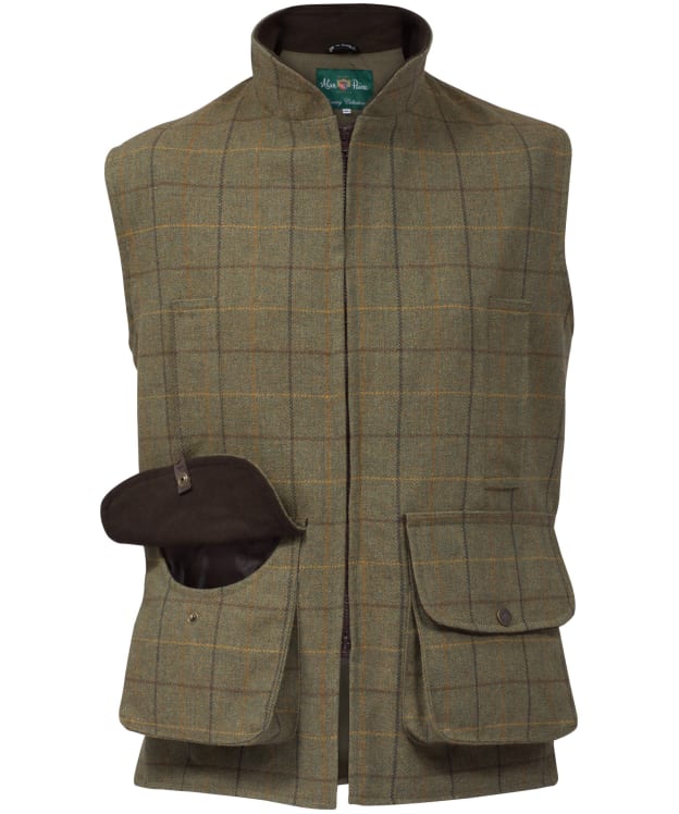 Men's Alan Paine Rutland Tweed Waistcoat - Dark Moss