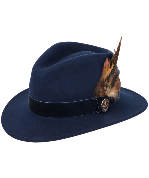 Women’s Hicks & Brown The Chelsworth Fedora - Bronze Luxe Feather - Navy