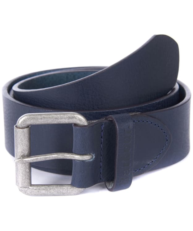 Men's Barbour Allanton Leather Belt - Navy