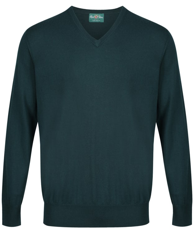 Men's Alan Paine Millbreck V-Neck Merino Sweater - Tartan Green