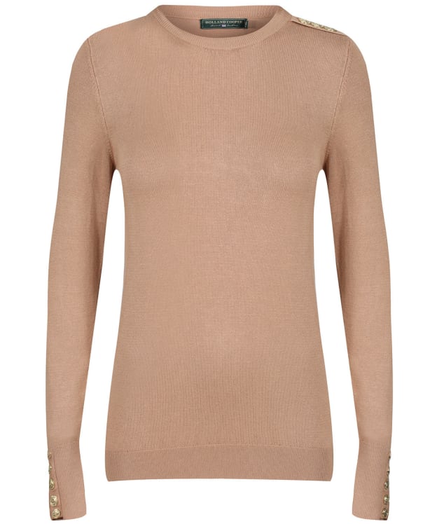 Women’s Holland Cooper Buttoned Knit Crew Neck - Dark Camel