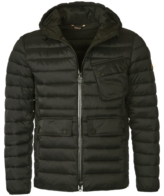 Men's Barbour International Ouston Hooded Quilted Jacket - Olive