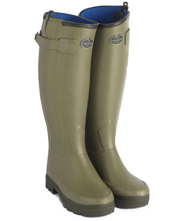 Women’s Le Chameau Chasseur Neoprene Lined Tall Wellington Boots - 40cm Calf - Vert Vierzon