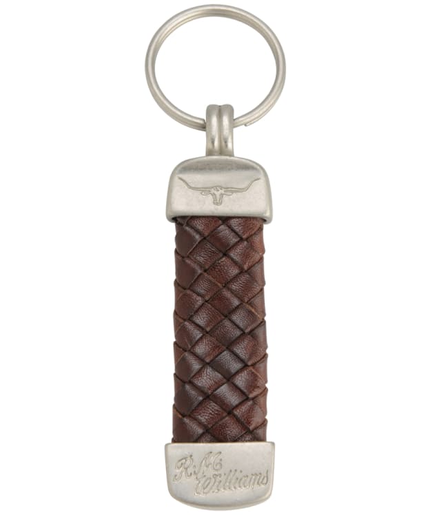 R.M. Williams Plaited Kangaroo Leather Nickel Key Ring - Brown