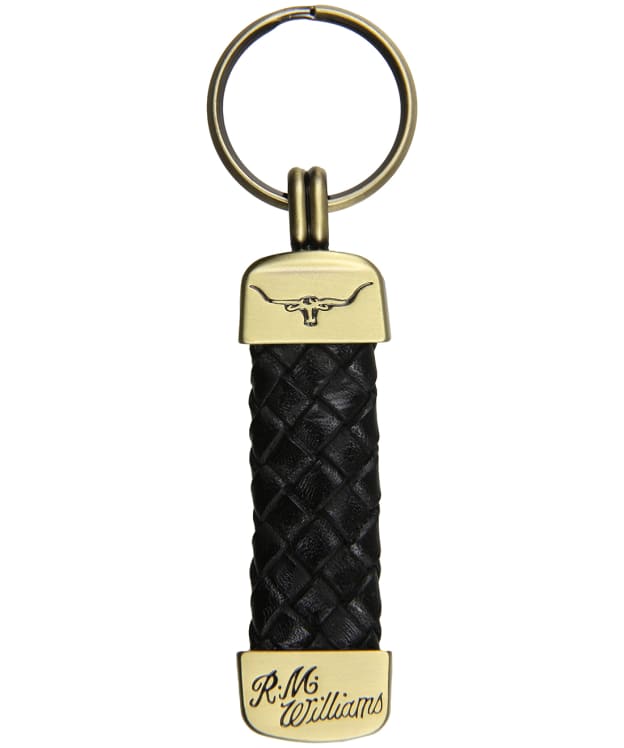 R.M. Williams Plaited Kangaroo Leather Brass Key Ring - Black
