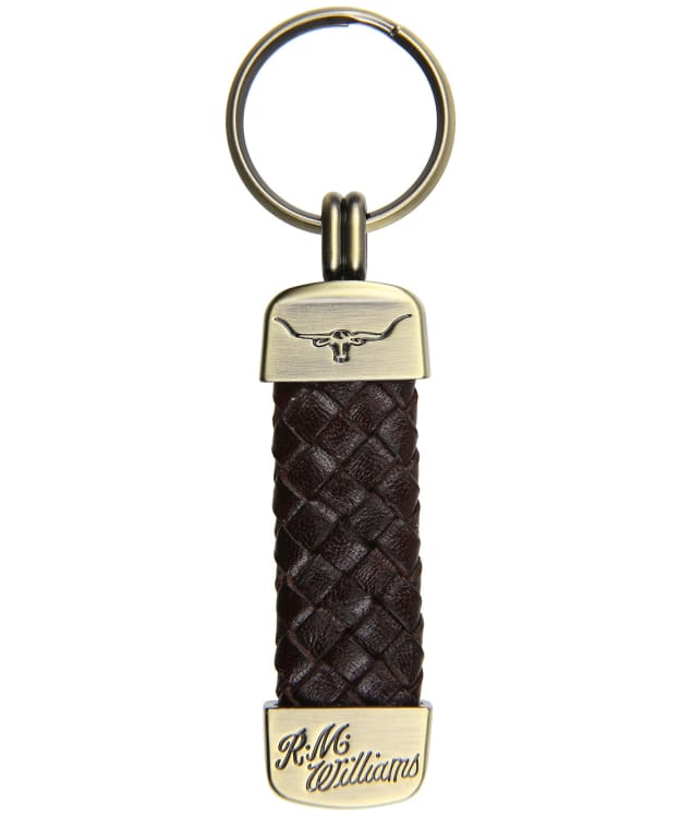 R.M. Williams Plaited Kangaroo Leather Brass Key Ring - Brown