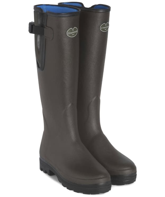 Women's Le Chameau Vierzonord Neoprene Lined Tall Wellington Boots - Marron Fonce