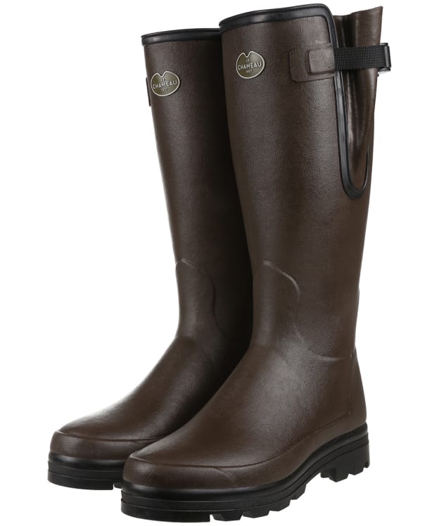 Men's Le Chameau Vierzonord Tall Neoprene Wellington Boots - 41cm Calf - Marron Fonce