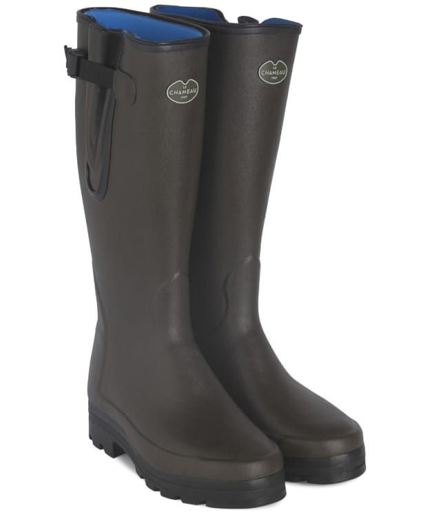 Men's Le Chameau Vierzonord Neoprene Lined Tall Wellington Boots - 43cm Calf - Marron Fonce
