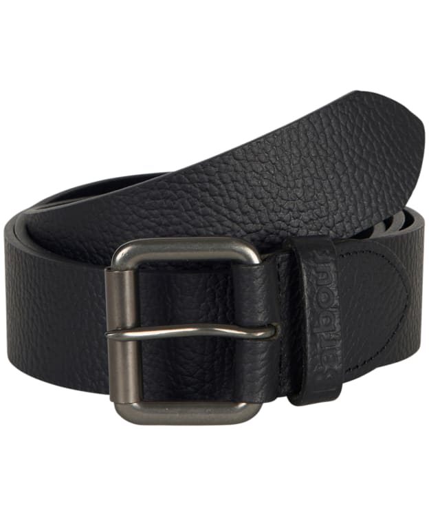 Men's Barbour Allanton Leather Belt - Black Pebble
