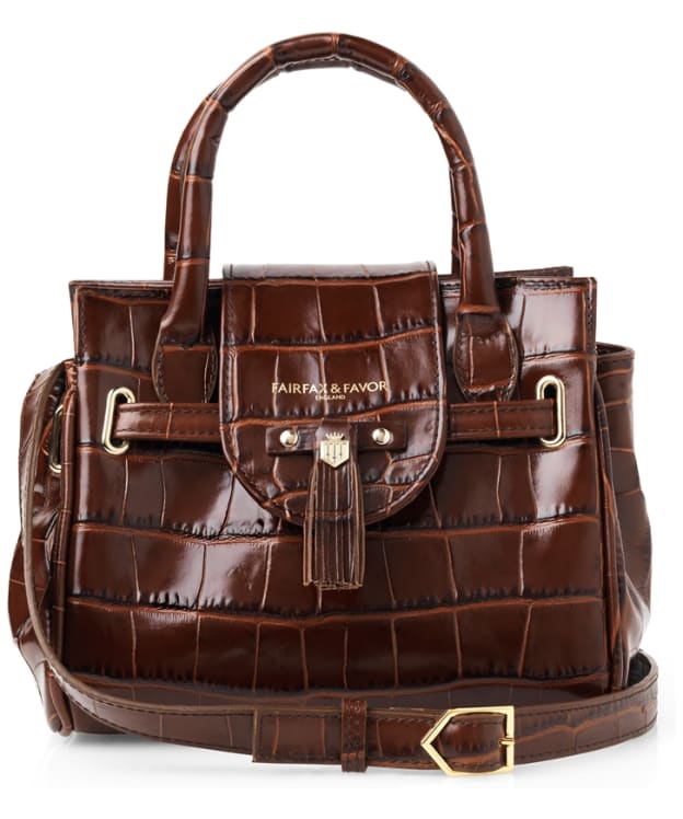 Women’s Fairfax & Favor Mini Windsor Croc Print Leather Handbag - Conker Brown