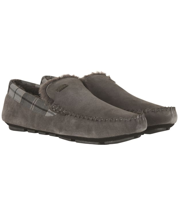 Men's Barbour Monty House Suede Slippers - Dark Grey Suede