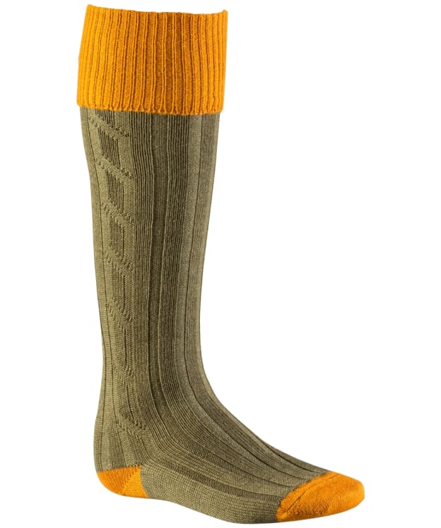 Men's Alan Paine Knee Length Wool Blend Shooting Socks - Ochre/Olive