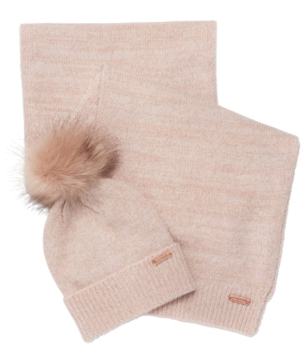 Women’s Barbour International Sparkle Hat & Scarf Set - Pink