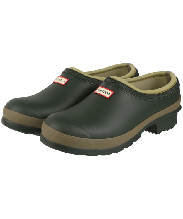 Women’s Hunter Gardener Neoprene Lined Clog Wellingtons - Dark Olive / Clay