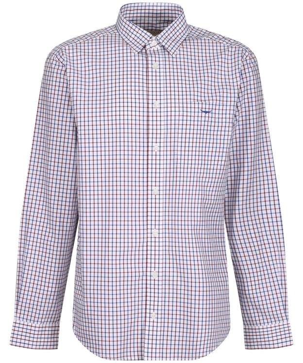 Men’s R.M. Williams Collins Checked Poplin Cotton Shirt - Navy / Burgundy / White