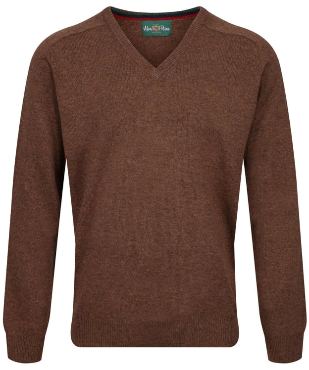 Men's Alan Paine Streetly V-Neck Lambswool Pullover - Tobacco