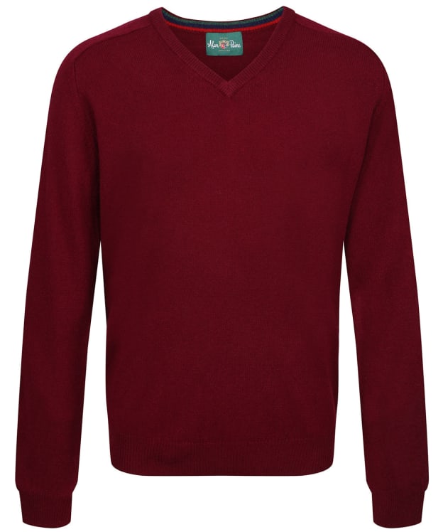 Men's Alan Paine Streetly V-Neck Lambswool Pullover - Bordeaux