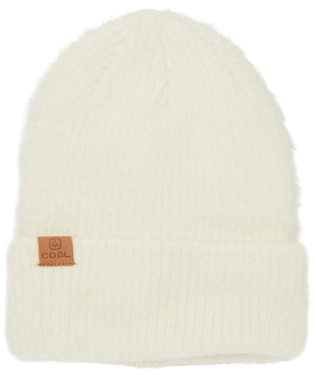 Coal The Pearl Tall Ribbed Cuff Fuzzy Yarn Beanie - Off White