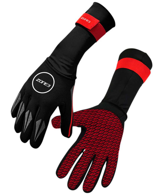 Zone3 Neoprene Gripped Palm Swim Gloves - Black / Red