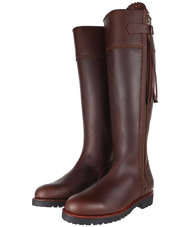 Women’s Penelope Chilvers Long Leather Tassel Boot - Generous Fit - Conker Brown