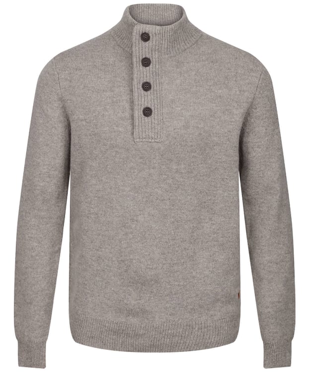 Men's Barbour Patch Half Button Lambswool Sweater - Stone