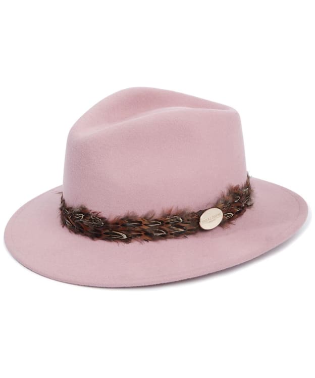 Women's Hicks & Brown The Suffolk Fedora - Bronze Feather Wrap - Dusky Pink