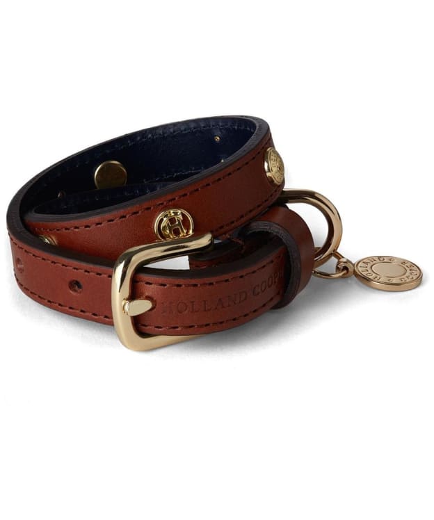 Holland Cooper Leather Studded Dog Collar - Chestnut