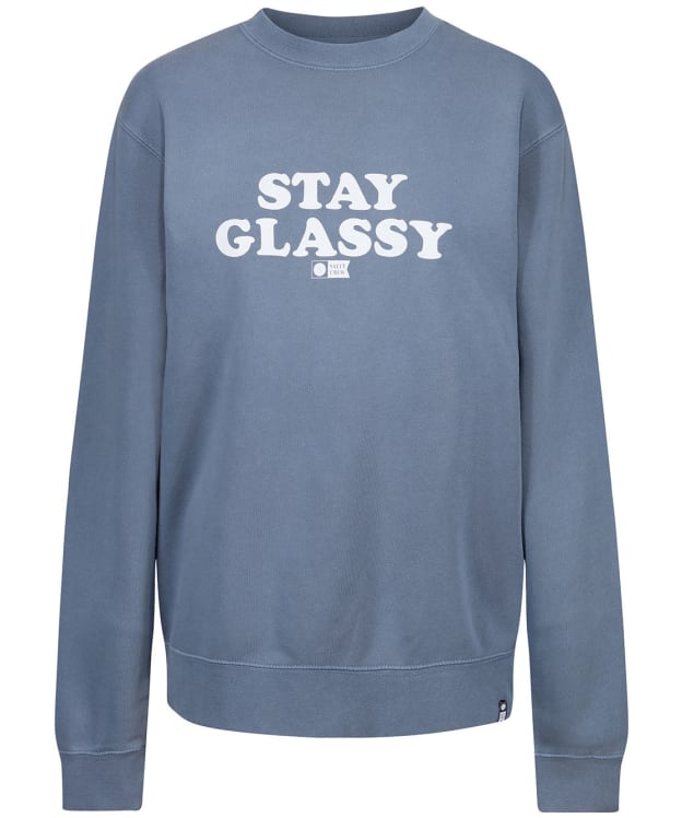 Women’s Salty Crew Stay Glassy Boyfriend Crew Long Sleeve Sweater - Harbour Blue