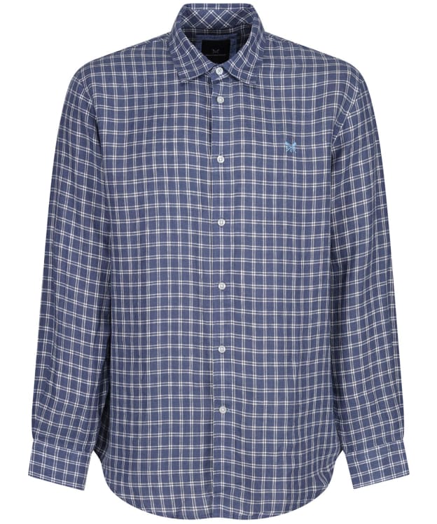Men’s Crew Clothing Long Sleeve Linen Indigo Shirt - Indigo / Optic White