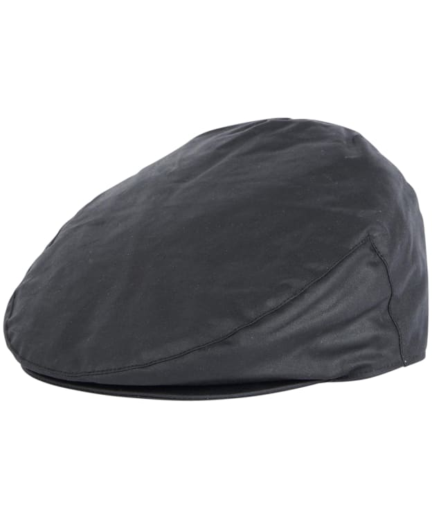 Men's Barbour Waxed Flat Cap - Black / Greystone
