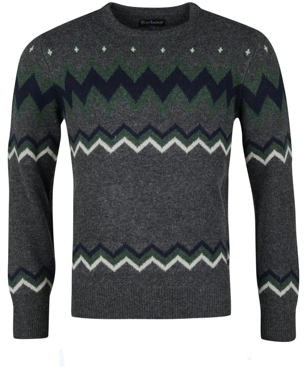 Men's Barbour Regis Fair Isle Crew Jumper - Charcoal Marl
